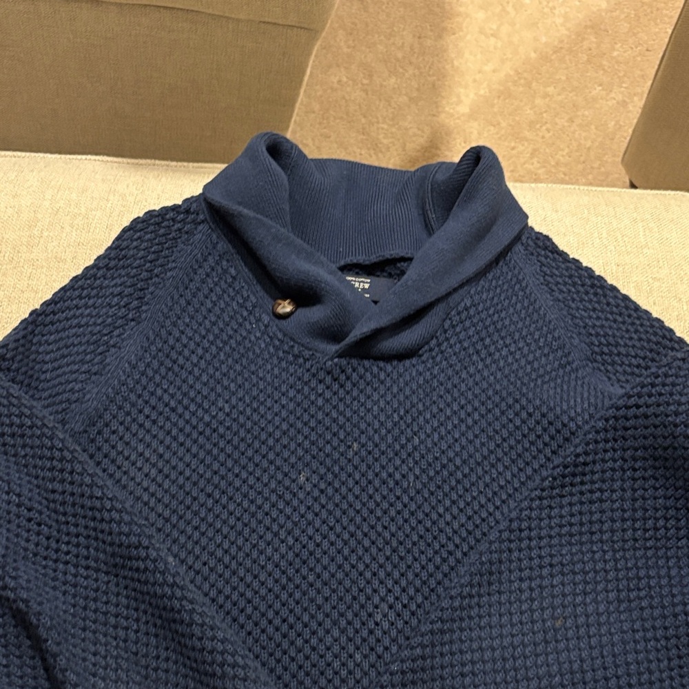 J. Crew Men's Textured Navy Crewneck Sweater